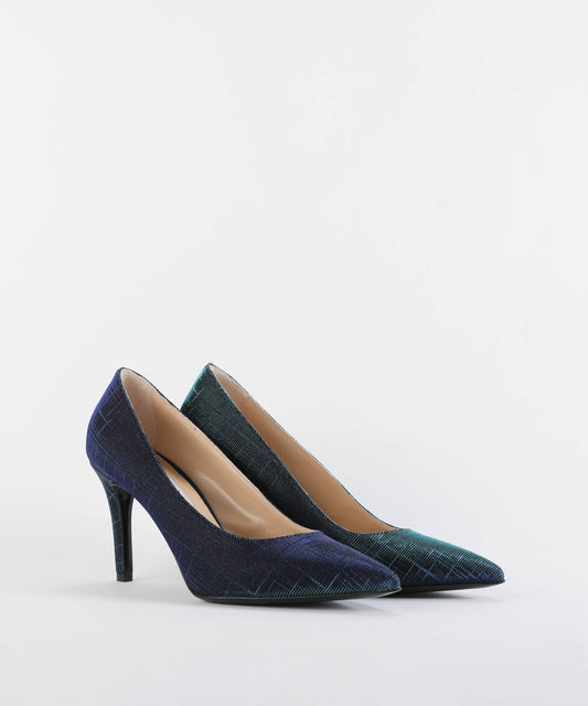 WALTER VIOLET Decolletè in pelle e tessuto cangiante