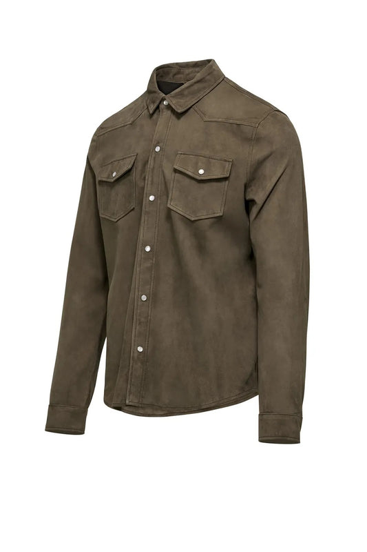 BOMBOOGIE Giacca-camicia in pelle scamosciata