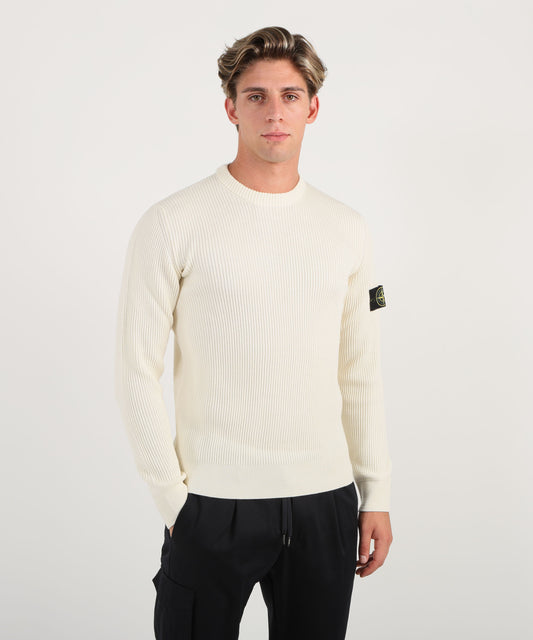 STONE ISLAND Maglia girocollo con bordi a costine