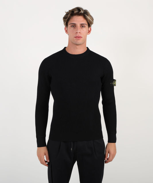 STONE ISLAND Maglia girocollo con bordi a costine