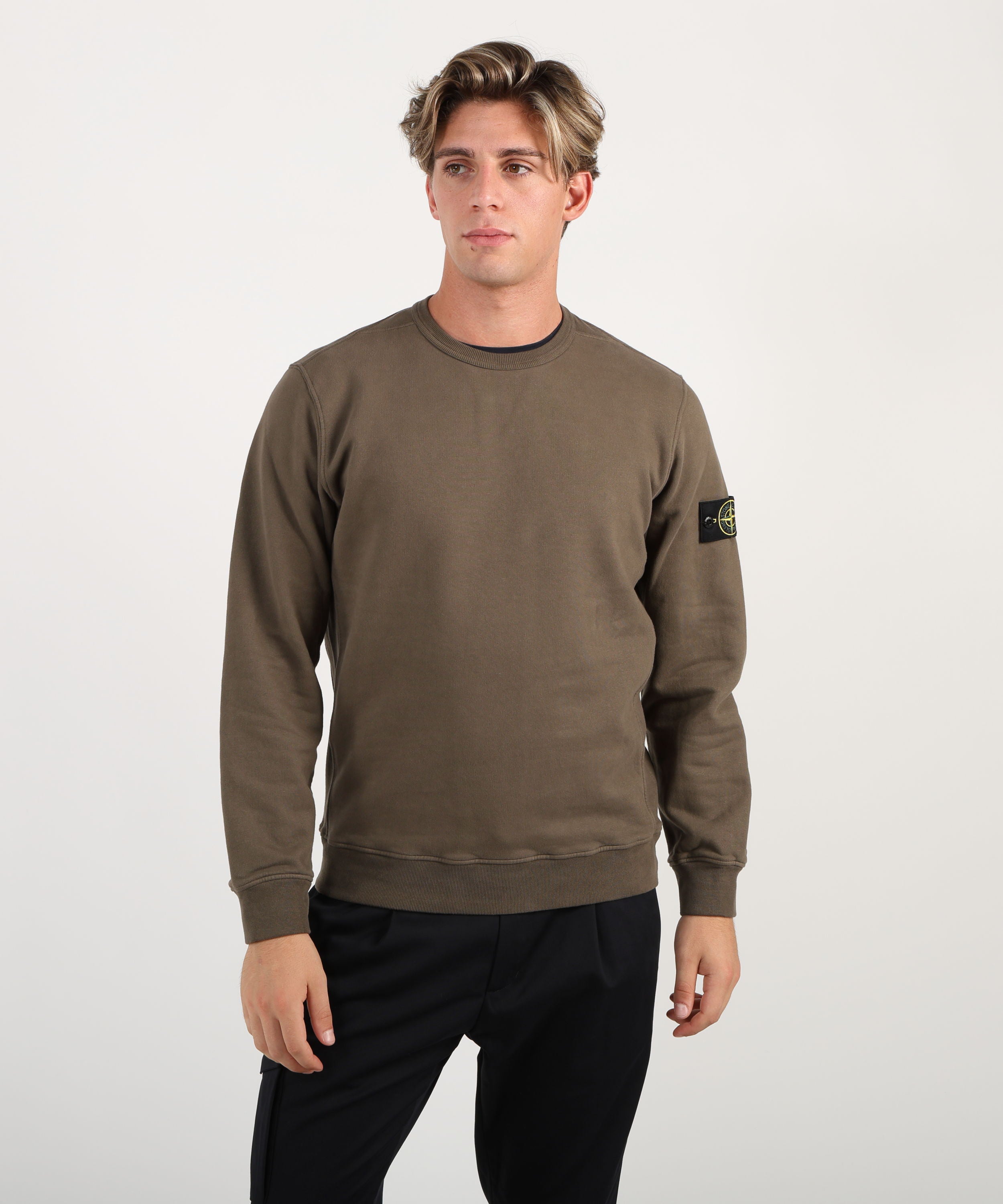 STONE ISLAND Felpa girocollo vestibilità regular con inserti