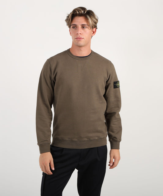 STONE ISLAND Felpa girocollo vestibilità regular con inserti a costine