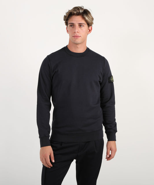 STONE ISLAND Felpa girocollo regular fit con polsini elasticizzati