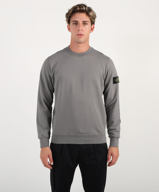 STONE ISLAND Felpa girocollo regular fit con polsini elasticizzati