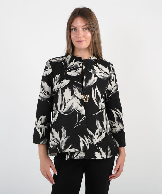 RIBKOFF Flared jacket with floral jacquard print