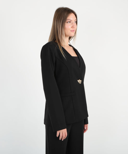 RIBKOFF Collarless blazer in scuba-effect crêpe