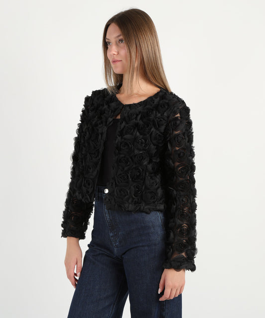 RIBKOFF straight embroidered coat with rosettes