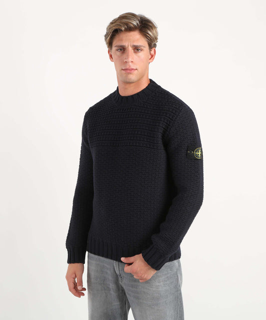 STONE ISLAND Maglione con collo a lupetto con finiture a coste larghe