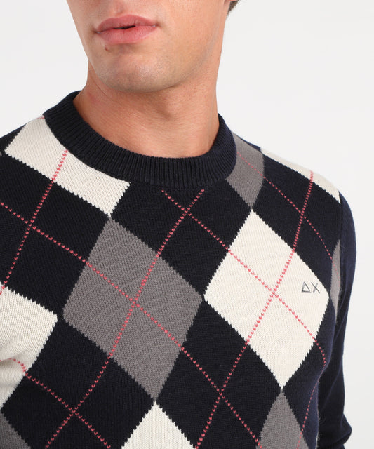 SUN 68 Maglia fantasia a rombi