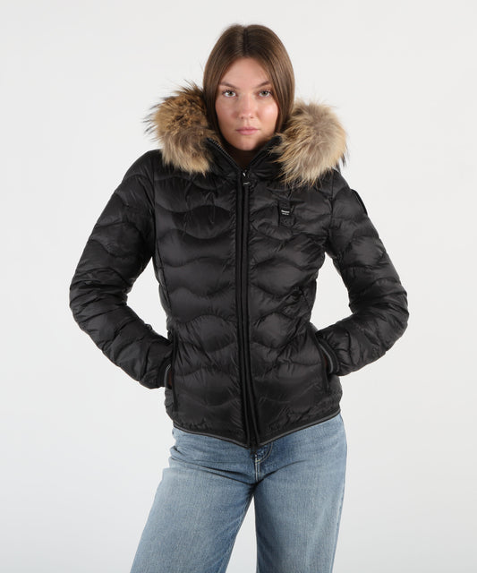 Piumini BLAUER Piumino con bordo in pelliccia Aldie Nero | BLAUER Piumini BLAUER Piumino con bordo in pelliccia Aldie Nero | BLAUER