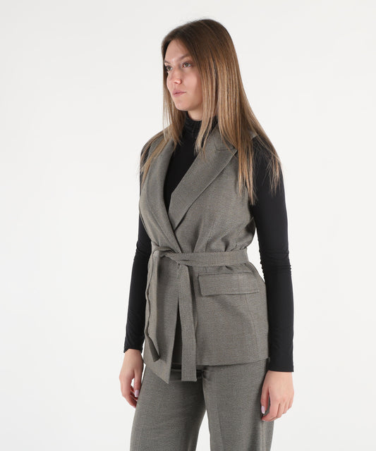 LIUJO BLACK belted vest