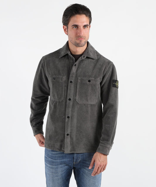 STONE ISLAND Overshirt vestibilità comfort con tasche e automatici