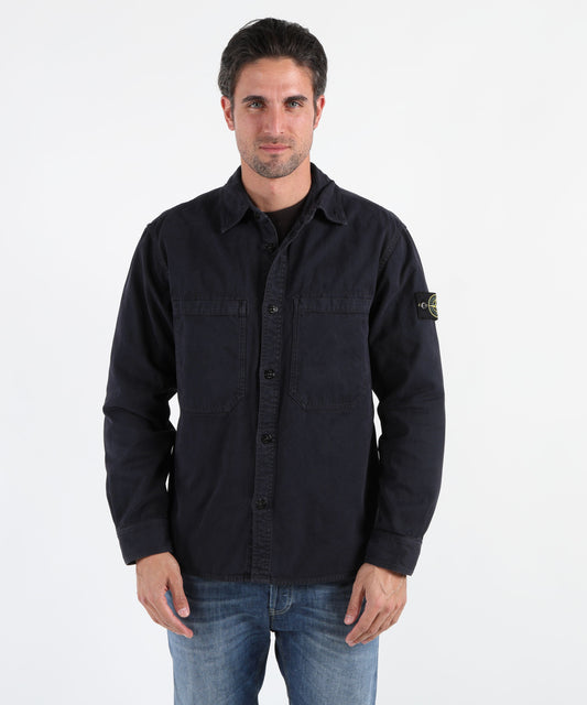 STONE ISLAND Organic panama cotton old effect shirt