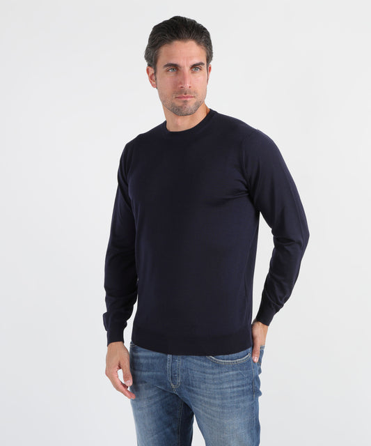 Maglie FILIPPO DE LAURENTIIS Maglia girocollo in lana super fine Indaco | FILIPPO DE LAURENTIIS Maglie FILIPPO DE LAURENTIIS Maglia girocollo in lana super fine Indaco | FILIPPO DE LAURENTIIS