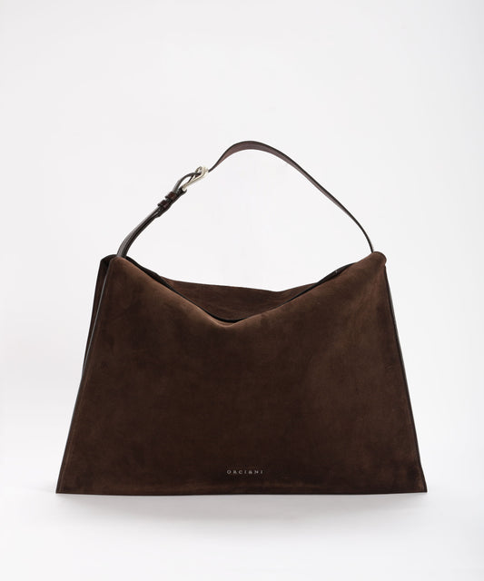 Borse ORCIANI Borsa Trinity Peach Large a spalla in suede e cuoio Testa di moro | ORCIANI Borse ORCIANI Borsa Trinity Peach Large a spalla in suede e cuoio Testa di moro | ORCIANI