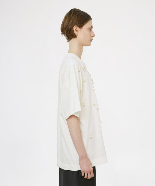 MEIMEI T-shirt con perle applicate