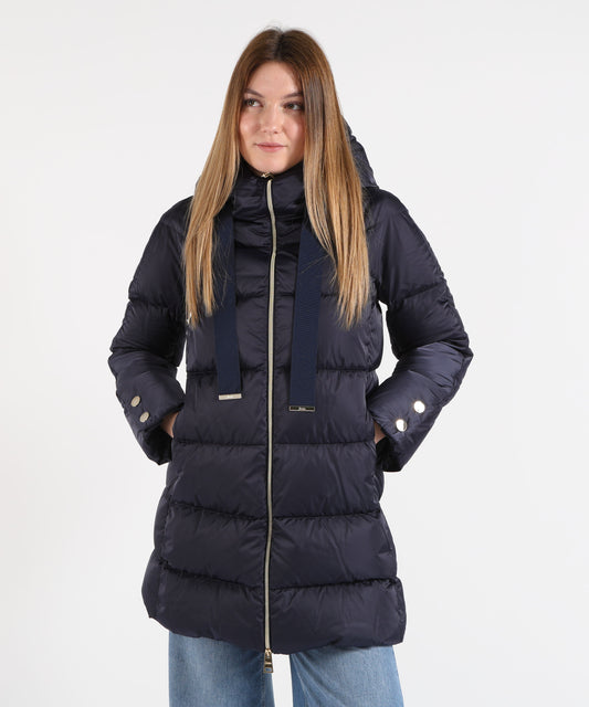 Piumini HERNO A-Shape in Satin Blu | HERNO Piumini HERNO A-Shape in Satin Blu | HERNO