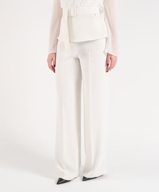 Trousers P.A.R.O.S.H. Women’s High-Waist Wide-Leg Pants with Side Zipper Panna | P.A.R.O.S.H. Trousers P.A.R.O.S.H. Women’s High-Waist Wide-Leg Pants with Side Zipper Panna | P.A.R.O.S.H.