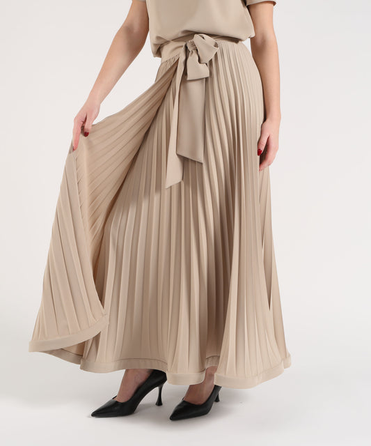 Skirts P.A.R.O.S.H. Pleated Godet Wrap Skirt with Waist Sash Beige | P.A.R.O.S.H. Skirts P.A.R.O.S.H. Pleated Godet Wrap Skirt with Waist Sash Beige | P.A.R.O.S.H.