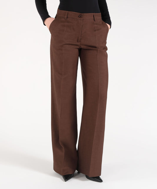 Pantaloni P.A.R.O.S.H. Pantalone Donna Ampio a Vita Regolare con Tasche Laterali Marrone | P.A.R.O.S.H. Pantaloni P.A.R.O.S.H. Pantalone Donna Ampio a Vita Regolare con Tasche Laterali Marrone | P.A.R.O.S.H.