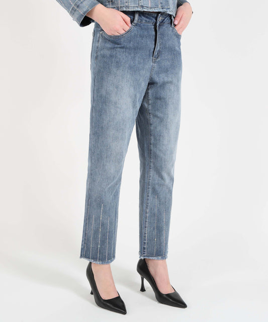 Trousers RIBKOFF Straight Cropped Jeans with Rhinestones Denim | RIBKOFF Trousers RIBKOFF Straight Cropped Jeans with Rhinestones Denim | RIBKOFF
