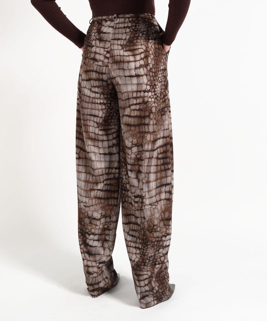 ELISABETTA FRANCHI Lightweight Jersey Pants with Alligator Print