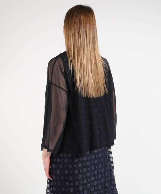 RIBKOFF Soprabito drappeggiato aperto sul davanti in tulle e maglia effetto seta