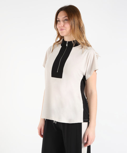 Top RIBKOFF Top dritta in maglia effetto seta a color block con collo con zip Multicolor | RIBKOFF Top RIBKOFF Top dritta in maglia effetto seta a color block con collo con zip Multicolor | RIBKOFF