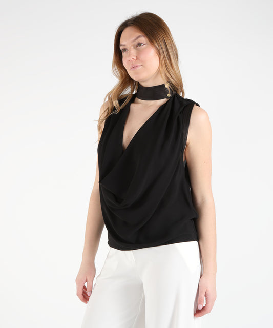 ELISABETTA FRANCHI Top in georgette di viscosa