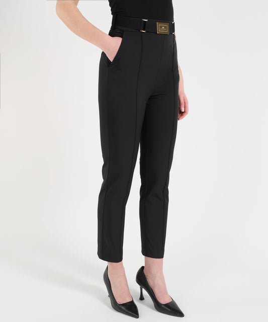 ELISABETTA FRANCHI Pantaloni in tessuto tecnico bielastico con cintura
