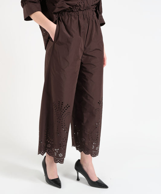 Trousers MEIMEI Pants with Laser-Cut Hem Marrone | MEIMEI Trousers MEIMEI Pants with Laser-Cut Hem Marrone | MEIMEI