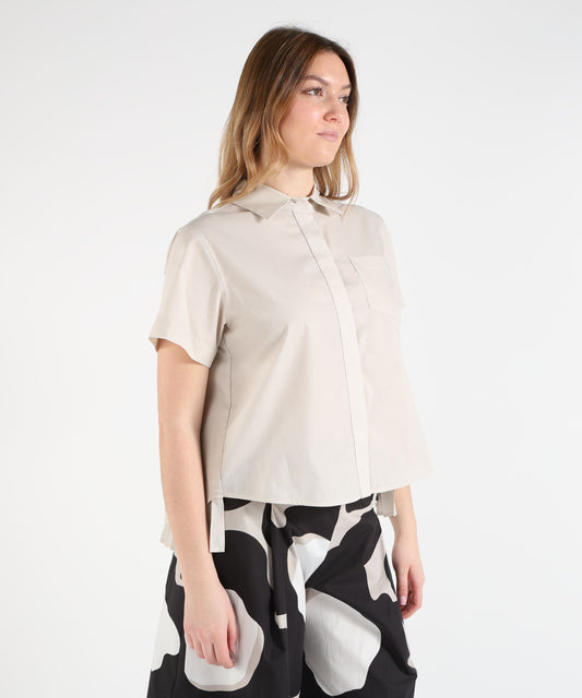 Shirts MEIMEI Shirt with Pleated Blouse Detail Panna | MEIMEI Shirts MEIMEI Shirt with Pleated Blouse Detail Panna | MEIMEI
