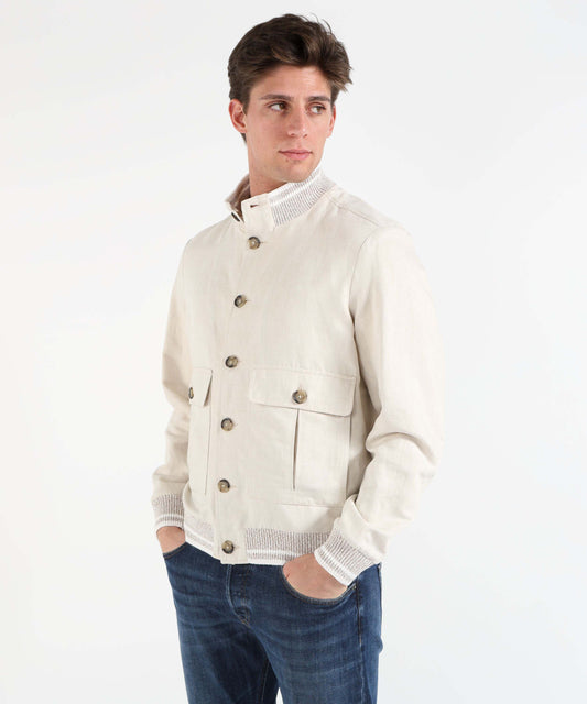 PAUL&SHARK Bomber in lino e cotone