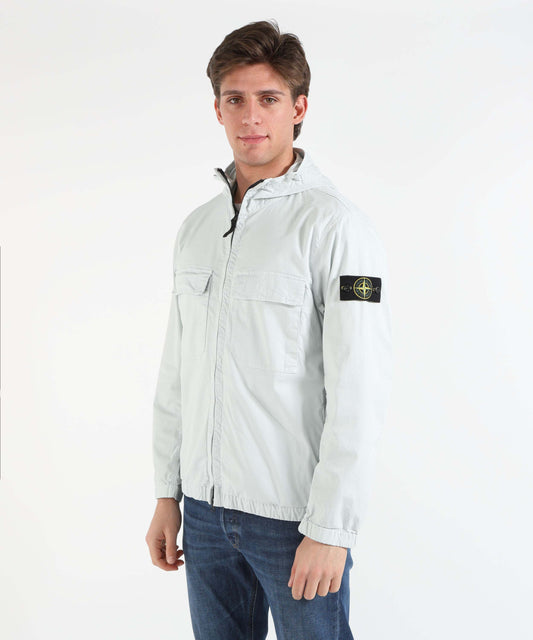 Giacche STONE ISLAND STRETCH ORGANIC COTTON TWILL - Giacca con cappuccio e antigoccia Cielo | STONE ISLAND Giacche STONE ISLAND STRETCH ORGANIC COTTON TWILL - Giacca con cappuccio e antigoccia Cielo | STONE ISLAND