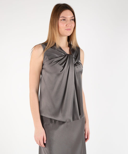 Tops ALBERTA FERRETTI Satin top Grigio | ALBERTA FERRETTI Tops ALBERTA FERRETTI Satin top Grigio | ALBERTA FERRETTI