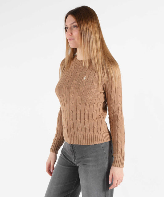 POLO RALPH LAUREN Maglione a collo a giro in cotone a trecce