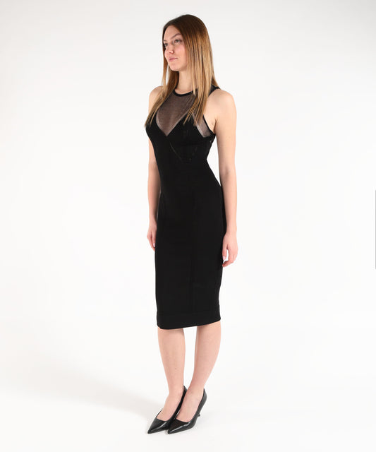 ELISABETTA FRANCHI Abito in maglia con trasparenze