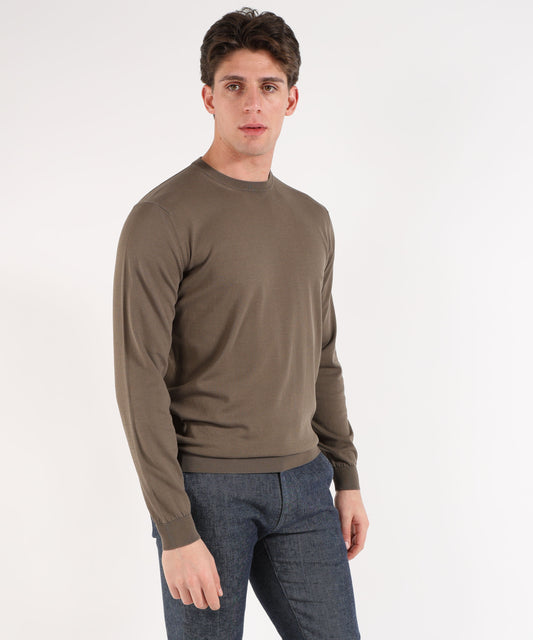 Knitwear FILIPPO DE LAURENTIIS Crew-neck top in crepe cotton Olio | FILIPPO DE LAURENTIIS Knitwear FILIPPO DE LAURENTIIS Crew-neck top in crepe cotton Olio | FILIPPO DE LAURENTIIS