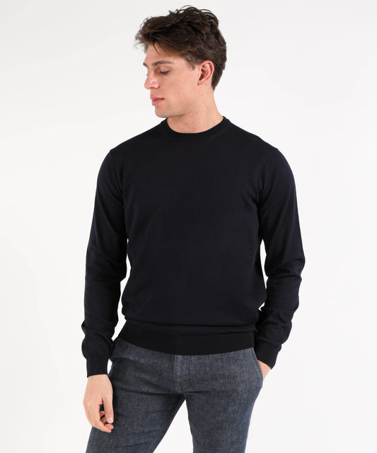 Knitwear FILIPPO DE LAURENTIIS Crew-neck top in crepe cotton Navy | FILIPPO DE LAURENTIIS Knitwear FILIPPO DE LAURENTIIS Crew-neck top in crepe cotton Navy | FILIPPO DE LAURENTIIS