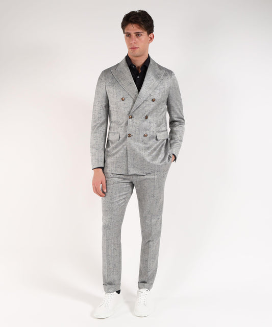 Abiti SUITHOMME Abito doppiopetto spinato grigio perla con pantalone coordinato Perla | SUITHOMME Abiti SUITHOMME Abito doppiopetto spinato grigio perla con pantalone coordinato Perla | SUITHOMME