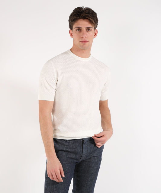 FILIPPO DE LAURENTIIS T-shirt manica corta in crepe cotton con intarsio