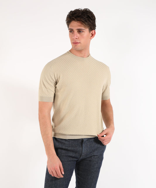 FILIPPO DE LAURENTIIS T-shirt manica corta in crepe cotton con intarsio