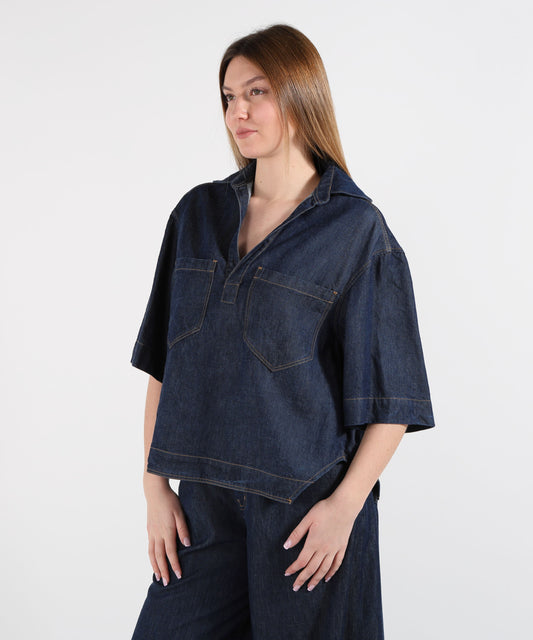 DONDUP Camicia regular in denim fisso lyocell