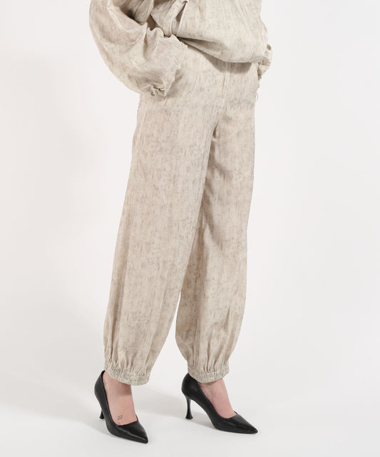 EMPORIO ARMANI Pantaloni in tessuto fluido stampa effetto maltinto