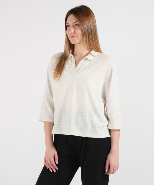 EMPORIO ARMANI Maglia collo polo in jersey jacquard pattern quadri