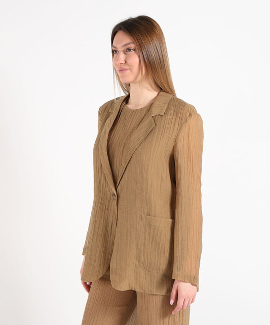 Giacche SEVENTY Giacca monopetto in voile lyocell Kaki | SEVENTY Giacche SEVENTY Giacca monopetto in voile lyocell Kaki | SEVENTY
