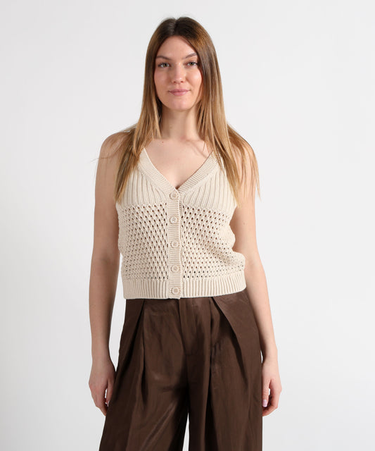 Vests PENNYBLACK Dialogo Mesh and Rib Knit Vest Corda | PENNYBLACK Vests PENNYBLACK Dialogo Mesh and Rib Knit Vest Corda | PENNYBLACK