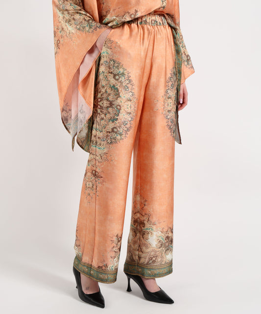 Pantaloni Amosa Pantalone Donna Morbido con Stampa Fantasia Salmone | Amosa Pantaloni Amosa Pantalone Donna Morbido con Stampa Fantasia Salmone | Amosa