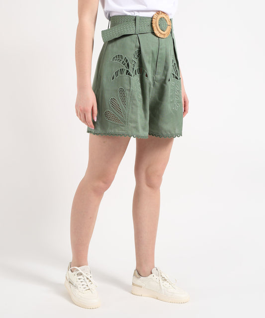 Amosa Pantaloncino Donna Corto con Intagli, Ricami e Merletto