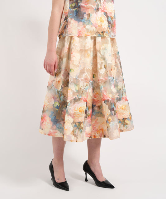 Skirts Amosa Women's Floral Print Skirt Ecru | Amosa Skirts Amosa Women's Floral Print Skirt Ecru | Amosa